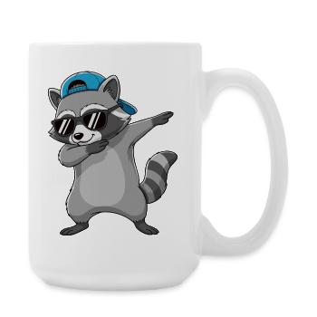 Cool Dabbing Raccoon Sonnenbrillen-Cartoon-Kunst - Große Tasse 440 ml - Weiß - Rechts