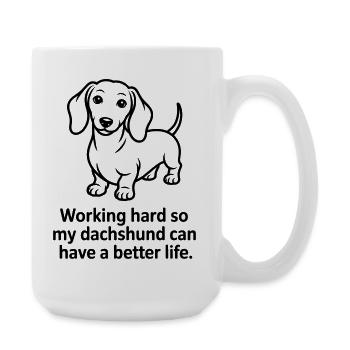 Dachshund drôle - Travaille dur pour ma doxie - Grande tasse 440 ml - blanc - Droite