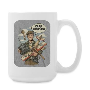 Modellflieger im Vintage-Stil - Große Tasse 440 ml - Weiß - Rechts