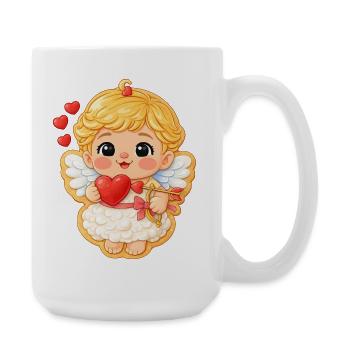 Motif biscuit doux ange de la Saint-Valentin avec cœur - Grande tasse 440 ml - blanc - Droite