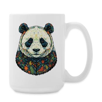 Flora-Panda-Porträt mit Blumen - Große Tasse 440 ml - Weiß - Rechts