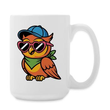 Lustige  Eule mit Sonnenbrille - Große Tasse 440 ml - Weiß - Rechts