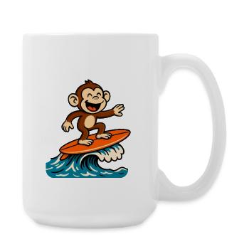 Surfing Monkey Cartoon - Summer Tropical Design - Large Mug 440 ml - white - Right