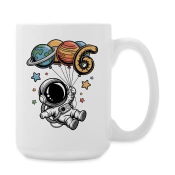 Birthday astronaut with planet balloons 6 - Large Mug 440 ml - white - Right