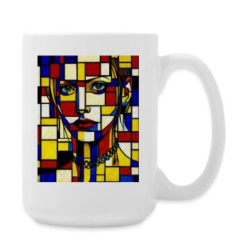 Stained glass portrait mosaic - Large Mug 440 ml - white - Right