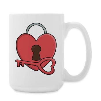 Key to My Heart Lock and Key Valentines - Large Mug 440 ml - white - Right