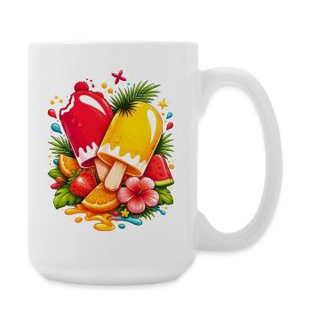 Tropisches Eis mit Früchten Illustration  - Große Tasse 440 ml - Weiß - Rechts