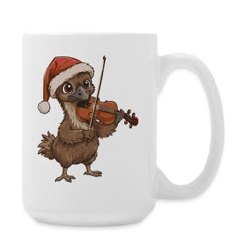 Christmas Emu Bird Playing Violin Art - Large Mug 440 ml - white - Right