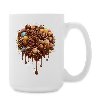 Schokoladenstrauß mit Pralinen Illustration - Große Tasse 440 ml - Weiß - Rechts