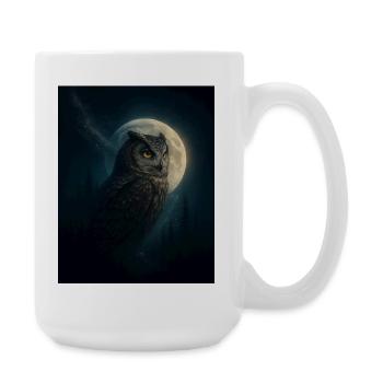 Eule im Nachtwald - Große Tasse 440 ml - Weiß - Rechts