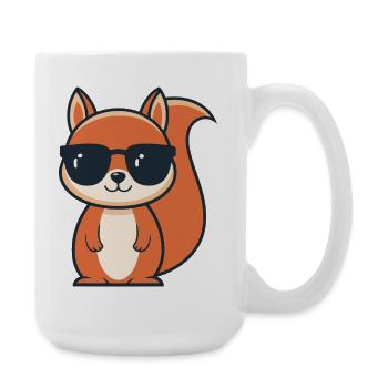 Schicke Eichhörnchen-Schwarze Brille - Große Tasse 440 ml - Weiß - Rechts