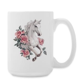 Horse with roses - Large Mug 440 ml - white - Right