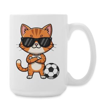 Cute Cat Cartoon Football Sunglasses Player - Large Mug 440 ml - white - Right