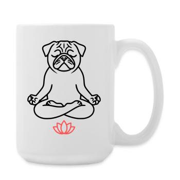 Pug Yoga Meditation Outline - Large Mug 440 ml - white - Right