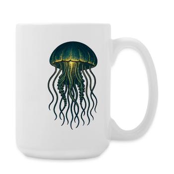 Glowing Jellyfish Deep Sea Neon - Large Mug 440 ml - white - Right