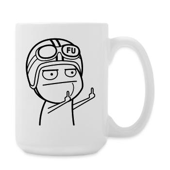 FU Meme with moped helmet (color changeable) - Large Mug 440 ml - white - Right