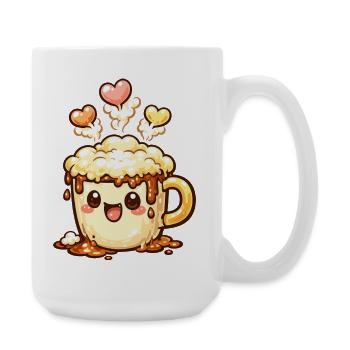 Kaffeelächeln Latte Mug Herz - Große Tasse 440 ml - Weiß - Rechts