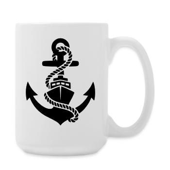 Anker Seil Maritim Silhouette - Große Tasse 440 ml - Weiß - Rechts
