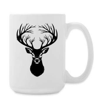 Deer Head Antler Silhouette - Large Mug 440 ml - white - Right