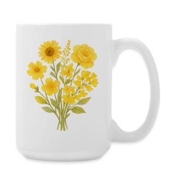 Blumenbouquet Gelb Aquarell - Große Tasse 440 ml - Weiß - Rechts
