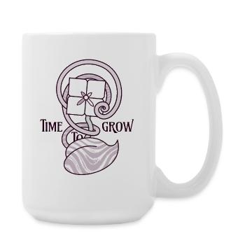 Blumenuhr – Jugendstil-Wachstumsdesign - Große Tasse 440 ml - Weiß - Rechts