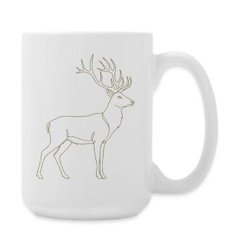 Art de ligne de cerf doré - Grande tasse 440 ml - blanc - Droite