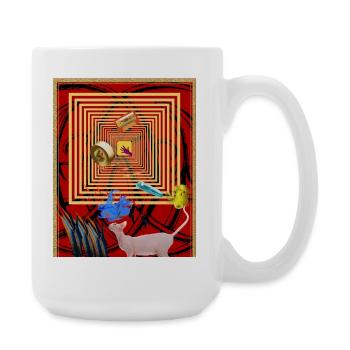 Retro-geometrische Collage-Wandkunst - Große Tasse 440 ml - Weiß - Rechts