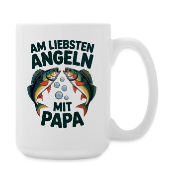 Am Liebsten Angeln Mit Papa - Große Tasse 440 ml - Weiß - Rechts