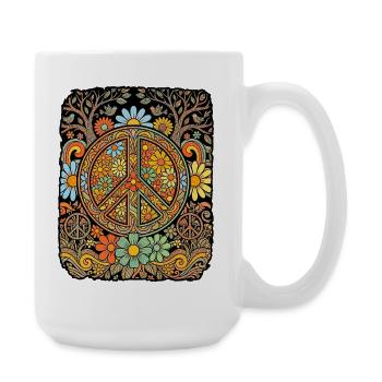 Peace Hippie Blumen - Große Tasse 440 ml - Weiß - Rechts