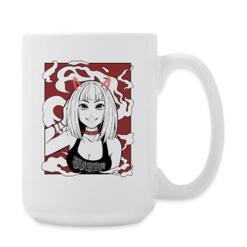 Anime Teufel Mädchen Goth Design - Große Tasse 440 ml - Weiß - Rechts