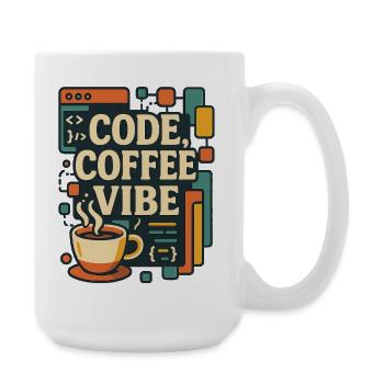 Code Coffee Vibe – Lustiges Programmer T-Shirt - Große Tasse 440 ml - Weiß - Rechts