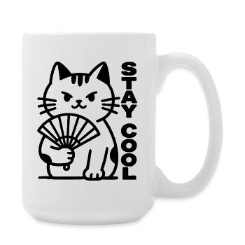 Cat fan heat calm - Large Mug 440 ml - white - Right