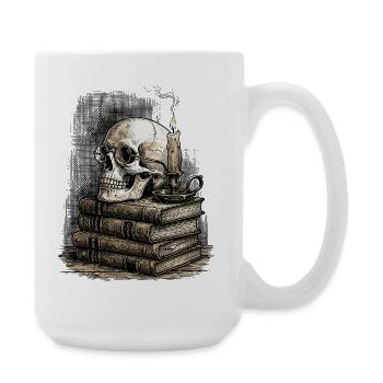 Dark Academia Crâne & Livres Vintage Gothique - Grande tasse 440 ml - blanc - Droite