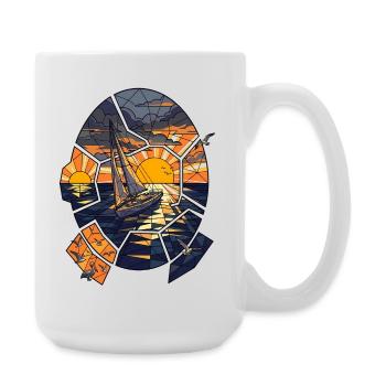 Sailboat at sunset - Large Mug 440 ml - white - Right