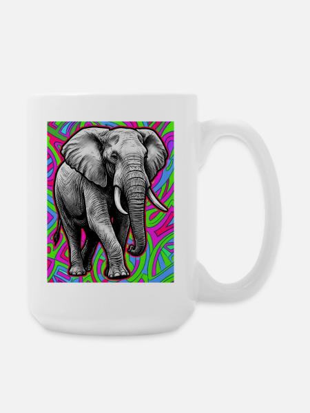 Elefant - Große Tasse 440 ml - Weiß