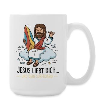 Jesus liebt dich Surf Humor - Große Tasse 440 ml - Weiß - Rechts