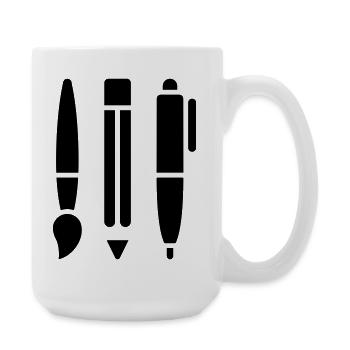 Pinsel, Bleistift und Stift - Kunst Symbol - Große Tasse 440 ml - Weiß - Rechts