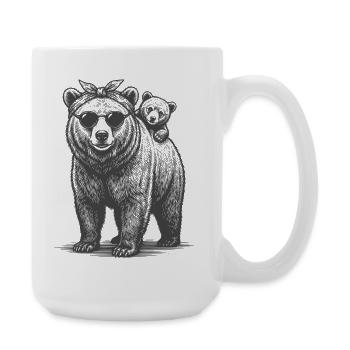 Deux ours Maman Ours Jeune Mère Amour Enfant Bébé - Grande tasse 440 ml - blanc - Droite