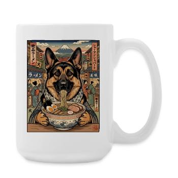 Fuji Dog, German Shepherd Ramen Festival - Large Mug 440 ml - white - Right
