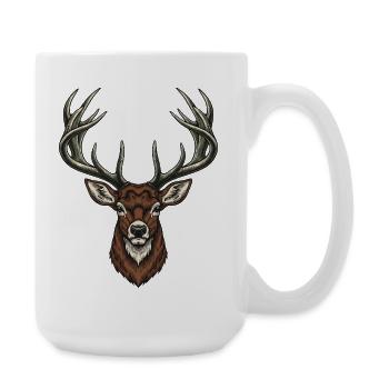 Stag Head Vintage-Gravur - Große Tasse 440 ml - Weiß - Rechts
