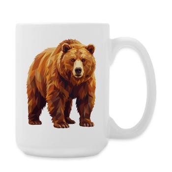 Geometric Grizzly Bear Low Poly Modern Art - Large Mug 440 ml - white - Right