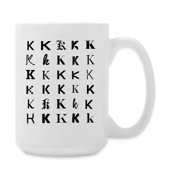 Typography 'K' monogram letter mosaic design. - Large Mug 440 ml - white - Right