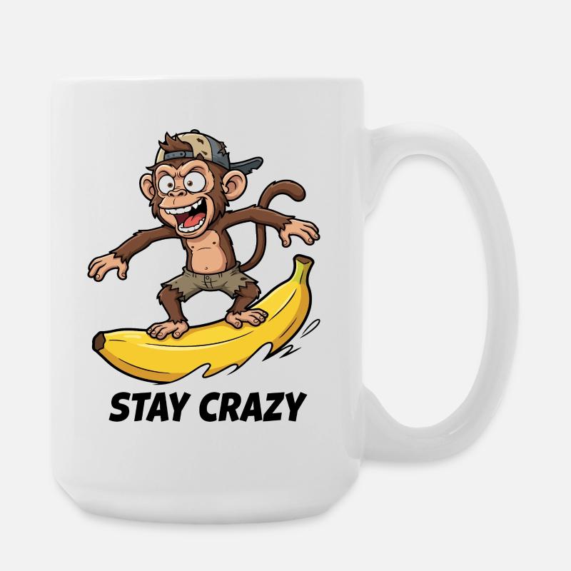 Banana Surfing Monkey - Large Mug 440 ml - white
