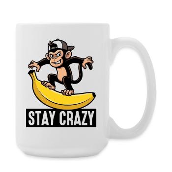 Affe auf Banane bleibt verrückt - Große Tasse 440 ml - Weiß - Rechts