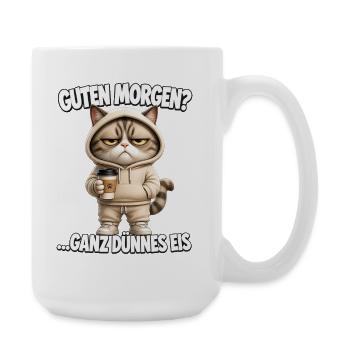 Lustiges Morgenmuffel Design mit Kaffee - Große Tasse 440 ml - Weiß - Rechts