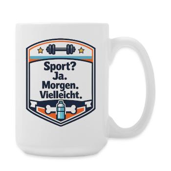Sport Ja Morgen Vielleicht Badge - Große Tasse 440 ml - Weiß - Rechts