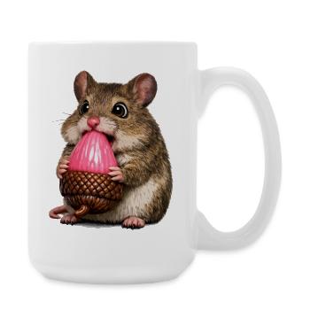 Wood mouse with pink acorn - Large Mug 440 ml - white - Right