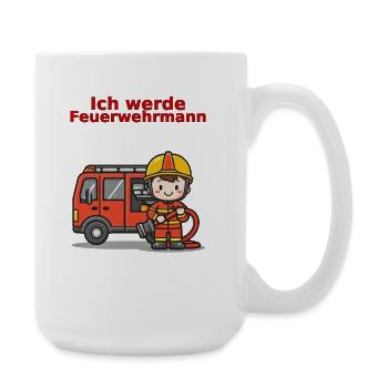 Ich werde Feuerwehrmann – Süßes Feuerwehr-Shirt  - Große Tasse 440 ml - Weiß - Rechts
