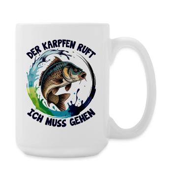Karpfen ruft  - Große Tasse 440 ml - Weiß - Rechts