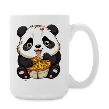 Cuddly panda with waffle - Large Mug 440 ml - white - Right
